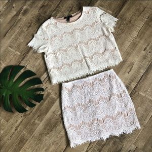 Forever 21 Two Piece Cream Lace Set